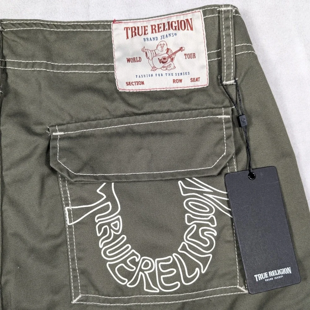 NEW True Religion Mens Kalamata Cargo SN Pant HS Outline Green 36 700820